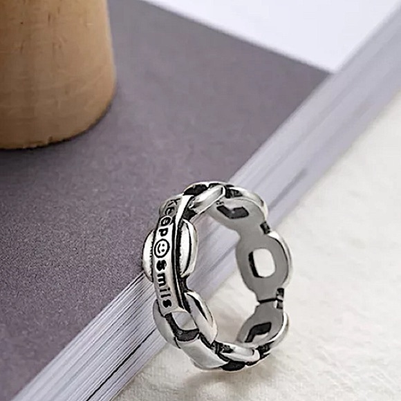 STERLING SILVER KEEP SMILING ADJUSTABLE SIZE RING - Picture 5 of 6